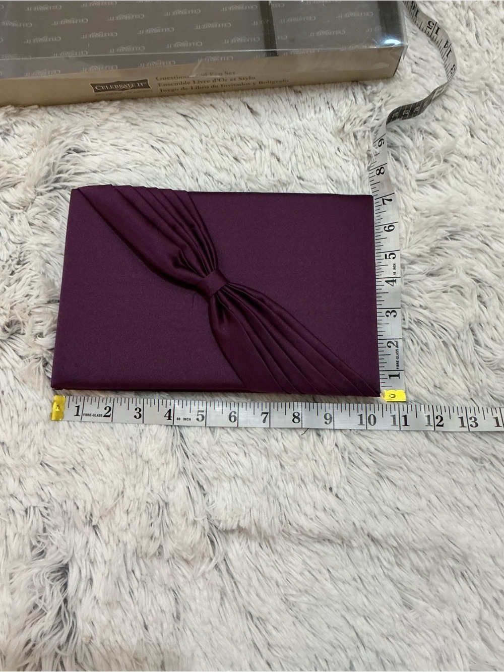 Celebrate It Plum Satin Wedding Guest Book & Pen Set Elegant Reception Decor - Picture 9 of 12